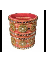 Pink Bangles with Mirror Work