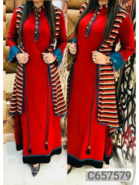 Latest Rayon Digital Printed Floor Length Kurtis with Jacket18